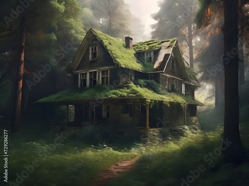 An abandoned house in the forest. © zuleyka123