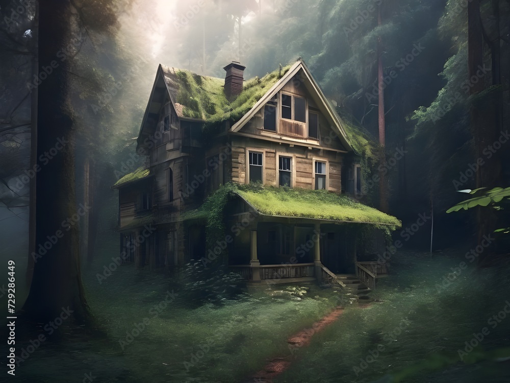 An abandoned house in the forest. An abandoned house in the forest.