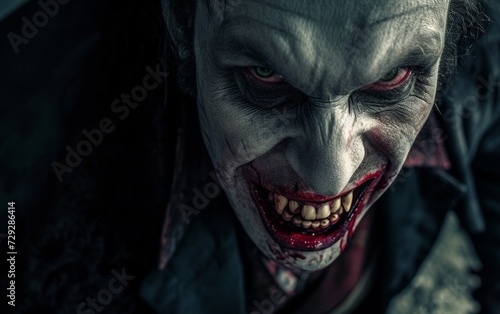 Chilling portrait of a scary vampire, embodying the terror of the night.