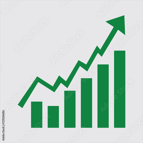 Growing business green arrow on white, Profit green arrow, Vector illustration. Business concept, growing chart. Concept of sales symbol icon with arrow moving up. .chart going up sign.