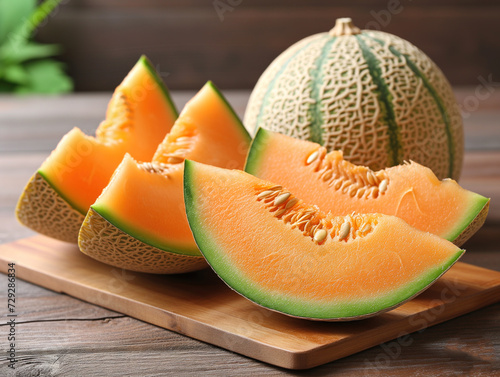 ripe melon  in rustic style photo