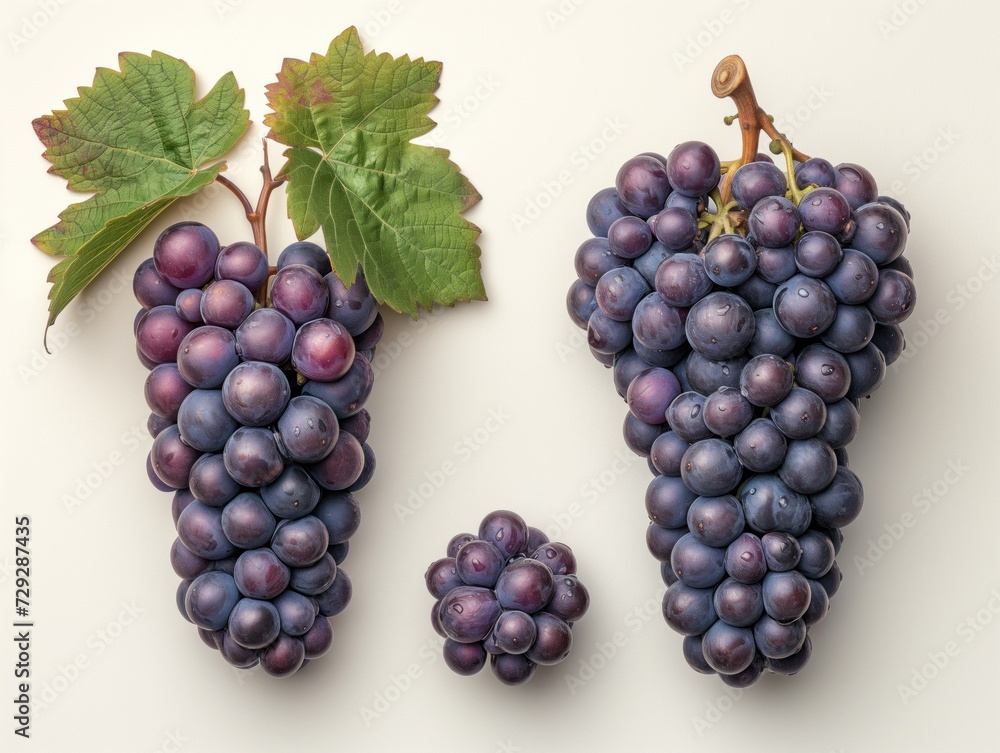 ripe blue grapes on a white background ripe blue grapes on a white background