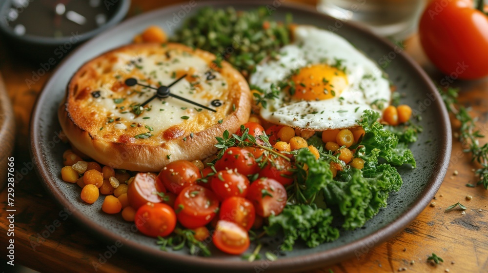 plate with breakfast on the table