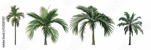 set of green trees isolated on a white background.