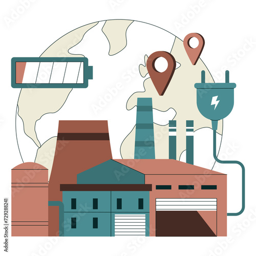 Fossil fuel energy dependency. Reliance on imported fossil resources. Distribution of Earth raw materials. Flat vector illustration