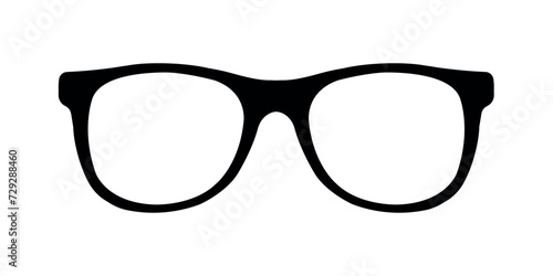 glasses simple black silhouette, optics symbol, vector design element