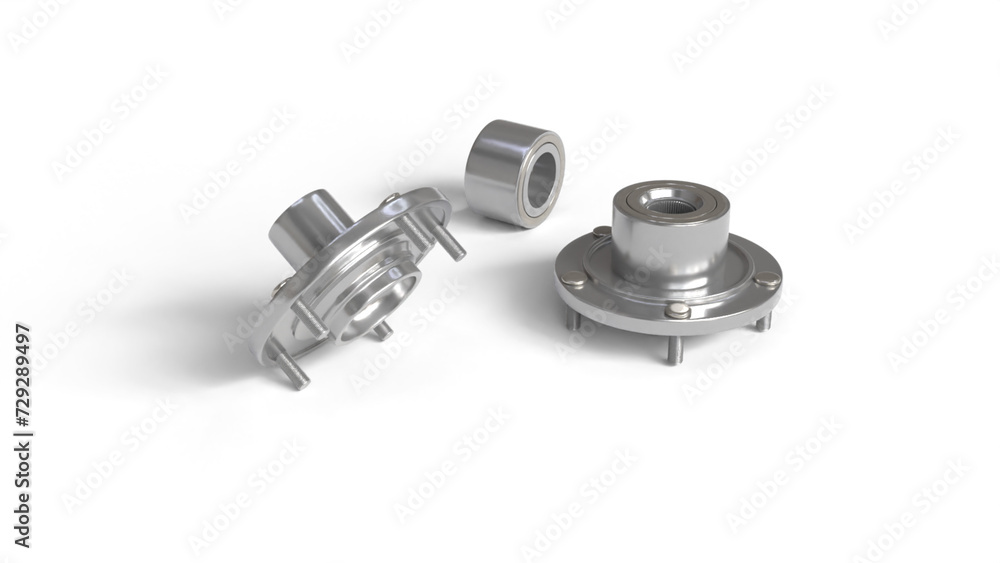 Car wheel hub with shadow on white background. 3D rendering illustration.
Car wheel hub with shadow on white background. 3D rendering illustration.