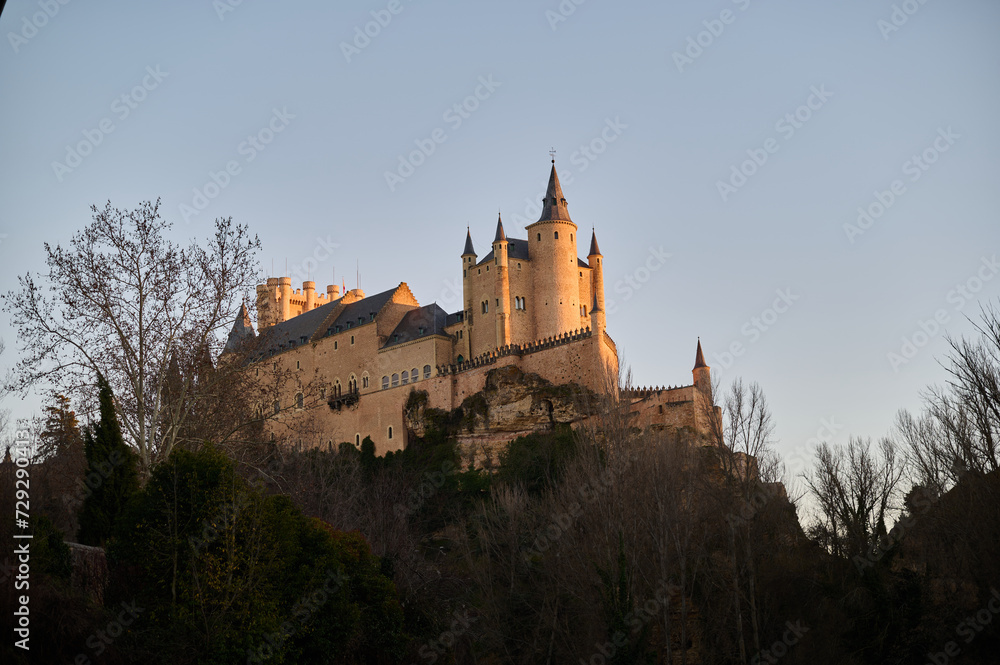 The Alcazar of Segovia. Romantic medieval castle restored after a fire with ornate rooms and armory museum. Castilla and León. Spain