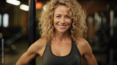 Beautiful adult athletic woman in the gym. Coach  sports lifestyle