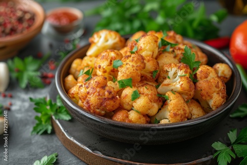 food photography with a focus on baked cauliflower in batter