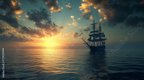 ship at sunset