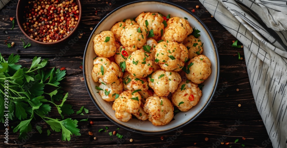 food photography with a focus on baked cauliflower in batter food photography with a focus on baked cauliflower in batter