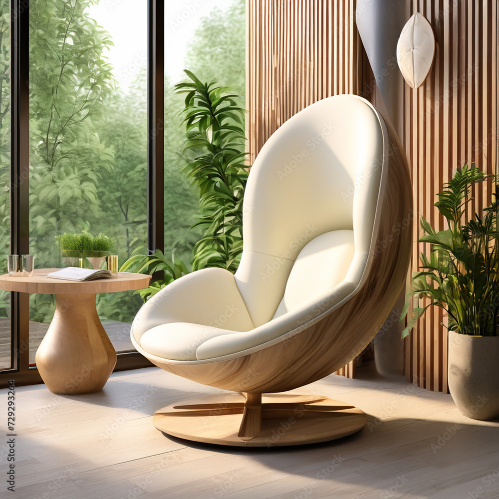 pod chair with side table - obrazy, fototapety, plakaty 
