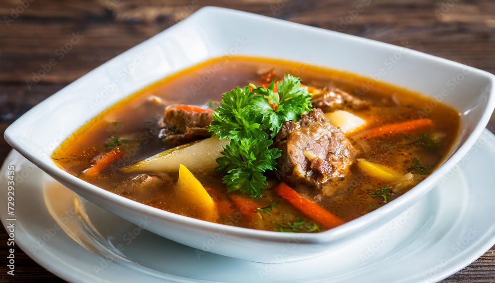 Vegetables and meat soup