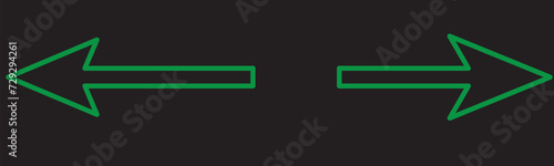 Left and right arrow, pointer, cursor in opposite direction. Intersection, navigation, forward-backward arrow element