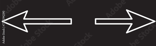 Left and right arrow, pointer, cursor in opposite direction. Intersection, navigation, forward-backward arrow element