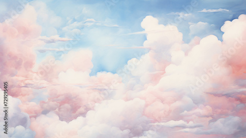 high narrow watercolor cumulus