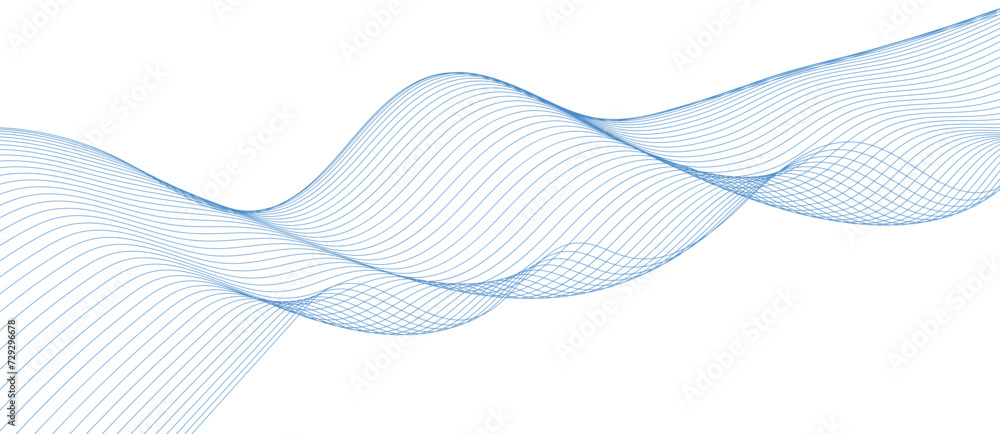 abstract blue wave background. Blue minimal round lines abstract background. Thin line wavy abstract vector background. Curve wave seamless pattern. Line art striped graphic template