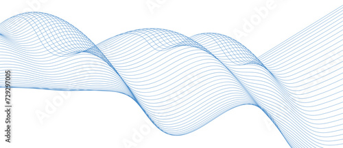 abstract blue wave background. Blue minimal round lines abstract background. Thin line wavy abstract vector background. Curve wave seamless pattern. Line art striped graphic template