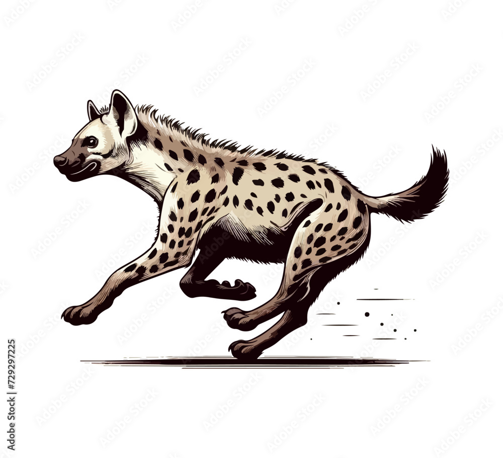 Spotted Hyena hand drawn vector illustration graphic