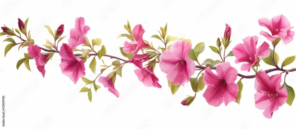 Apple branch with flowers on white background Petunias