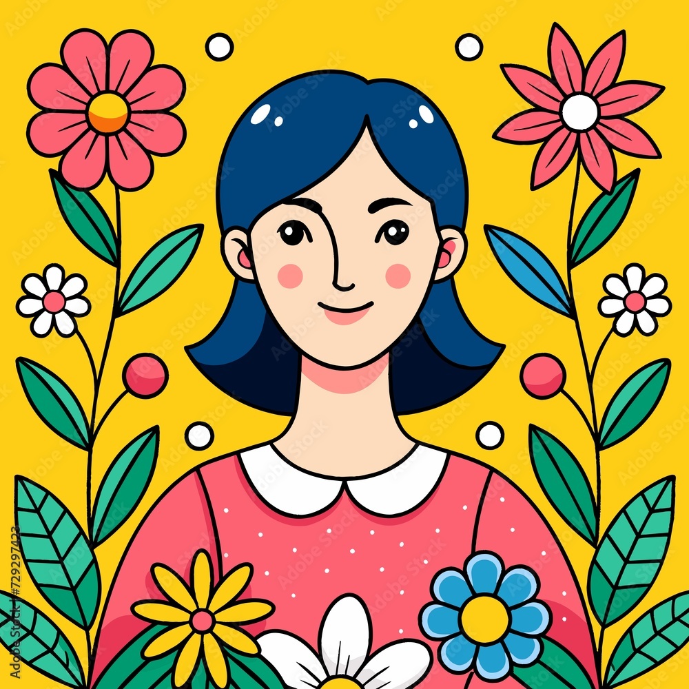 women with flower illustration women with flower illustration