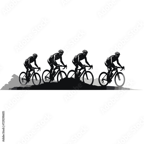 silhouette of men's cycling team during the race