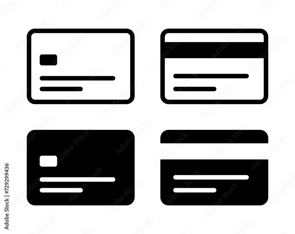 Credit card or debit card card icon set of font and back sites Credit card or debit card card icon set of font and back sites