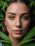 Photo Of Human Face And Cannabis Leaves