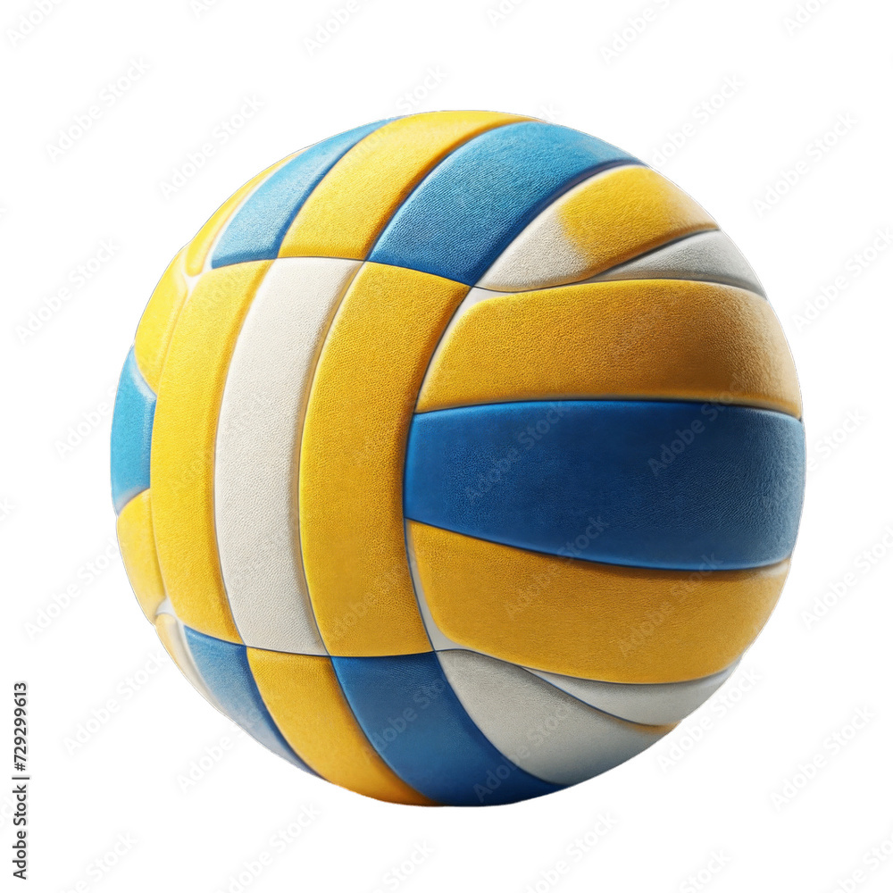 Colorful Volleyball Isolated on White Background, Sporting Equipment for Team Gameplay and Recreation