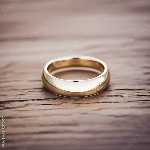Single Isolated Golden Wedding Ring 