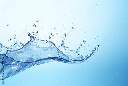 Water splash isolated on blue background