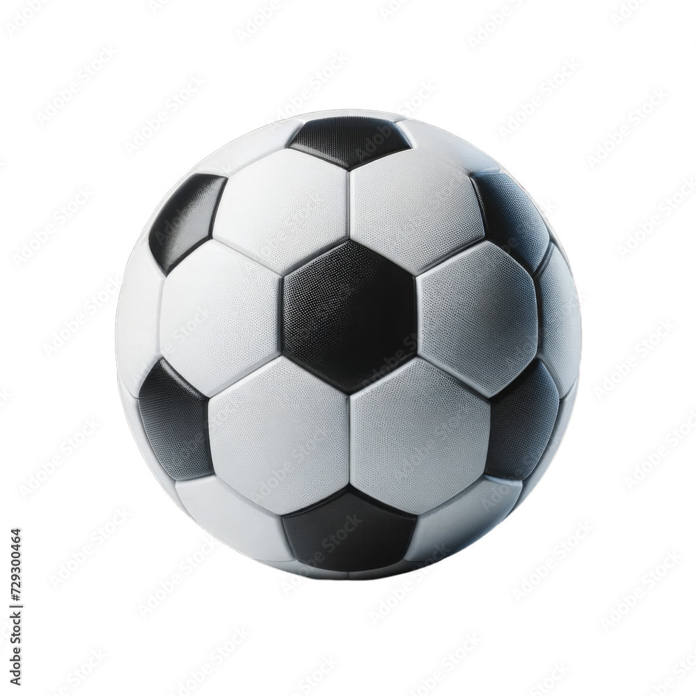Classic Black and White Soccer Ball Isolated on a Clear Background