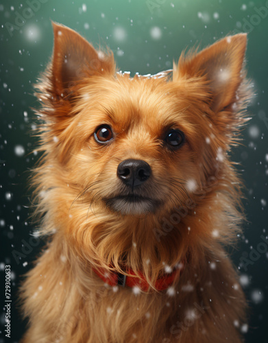 dog portrait in the snow © fraudiana