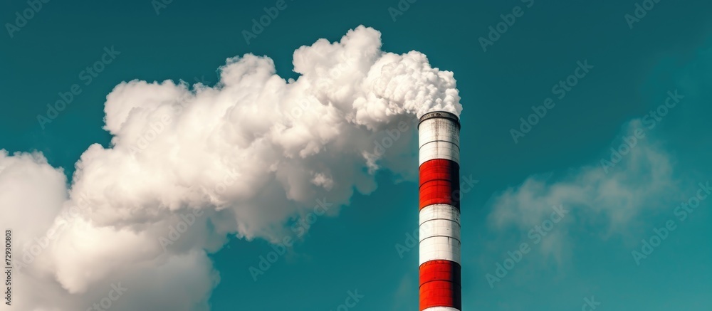 Large chimney emitting hot steam. Large chimney emitting hot steam.