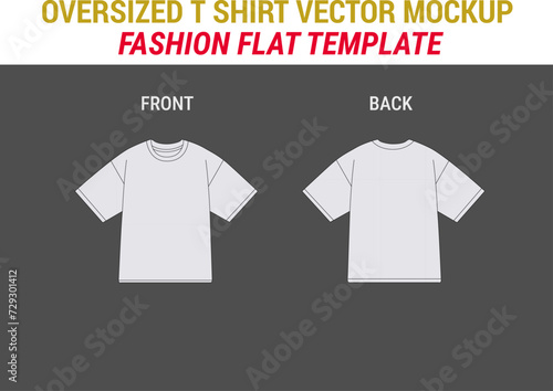 Oversize T shirt Apparel Technical Sketch Unisex T-shirt Design Template Long Sleeve Tee Shirt Vector Mockup Desing Fashion Illustration