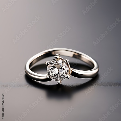 Beautiful white gold engagement ring with a diamond, isolated on a white background. 