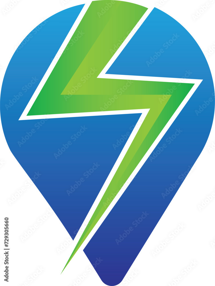 Blue Bulb with Thunder light Logo vector icon Blue Bulb with Thunder light Logo vector icon