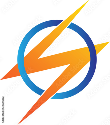 Blue electrical thunder logo