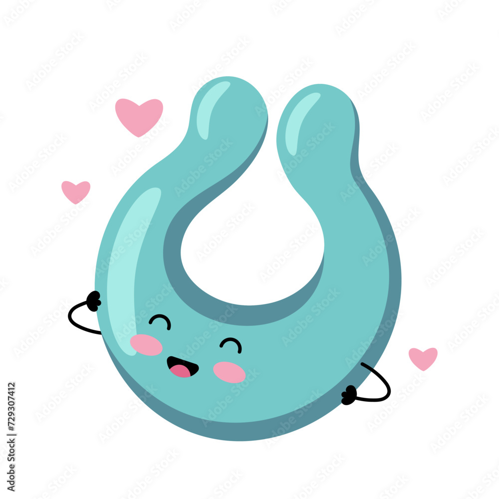 Fototapeta premium Cute stimulating ring. Sex toy for men. Happy kawaii character. Vector flat illustration.
