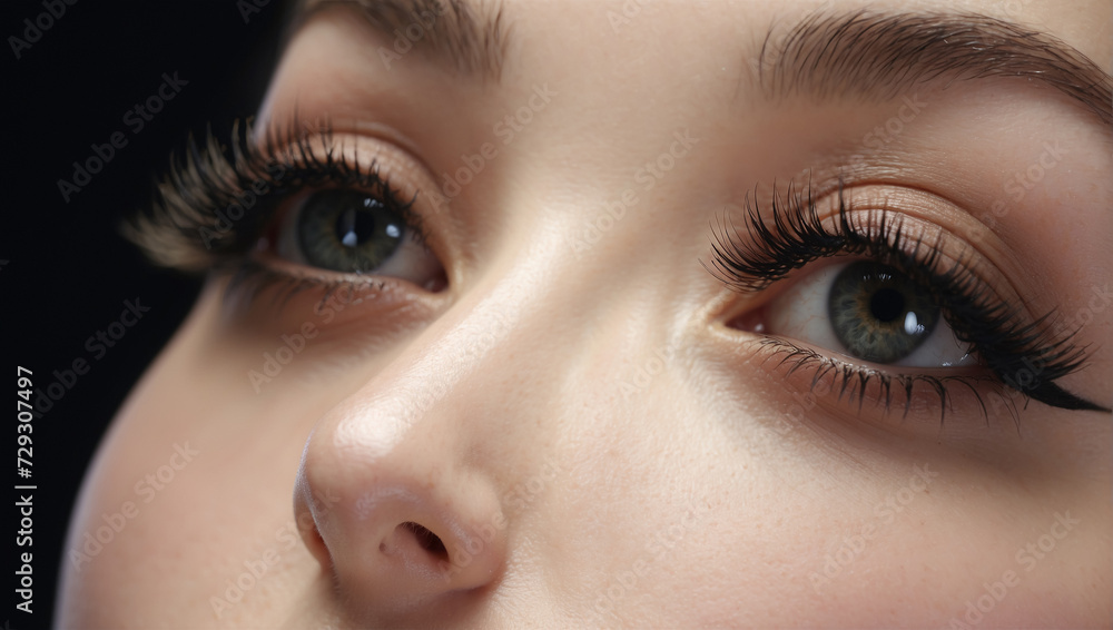 Fototapeta premium Long dark eyelashes. Eyelashes extensions