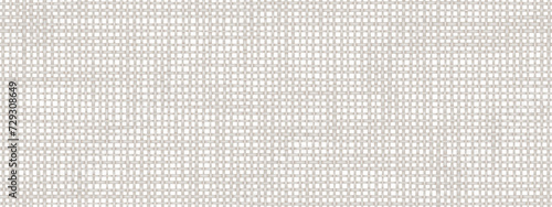 Abstract linen burlap seamless pattern with uneven interlocking texture. Top view of cotton canvas for cross-stitch embroidery. Square mesh blank fabric for handcraft. Rough hessian bg. photo