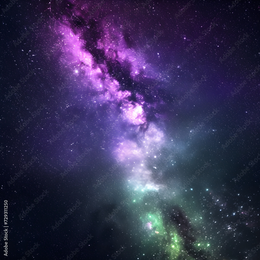 Fototapeta premium Aurora Purple Green and Milky Way Galaxy Loop.