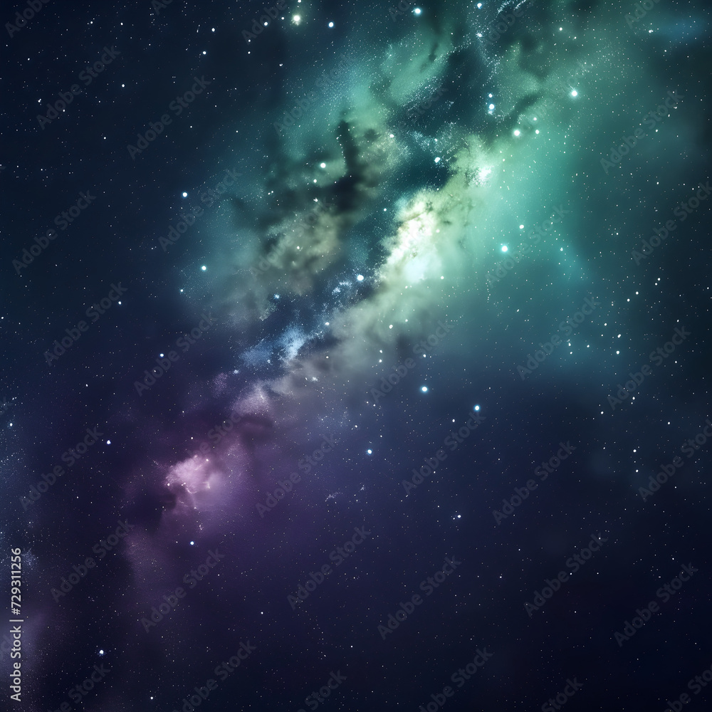 Fototapeta premium Aurora Purple Green and Milky Way Galaxy Loop.