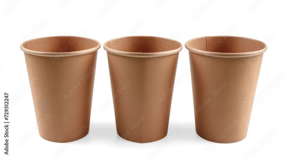 Set group empty brown paper cup isolated, eco friend. Set group empty brown paper cup isolated, eco friend.