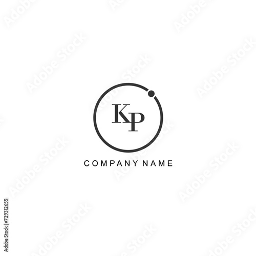 Initial KP letter management label trendy elegant monogram company
