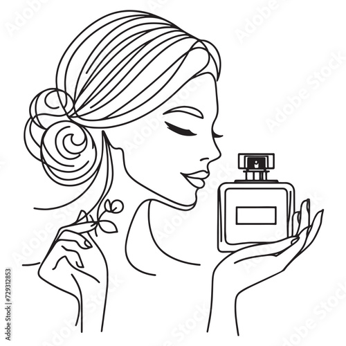 stylish woman perfume bottle minimalist linear