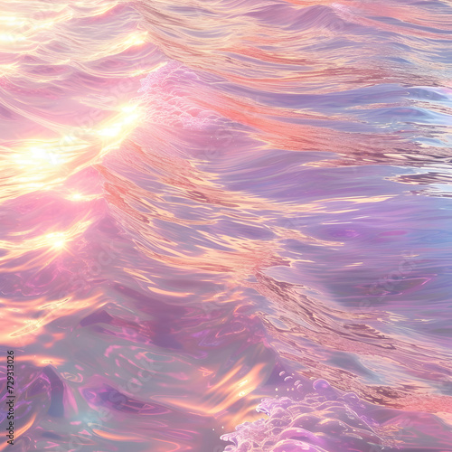 an iridescent holographic colored super smooth shiny pink calm ocean texture pattern, background 