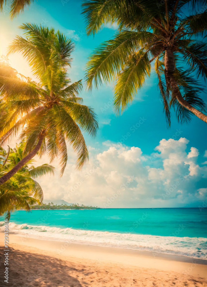 Fototapeta premium beautiful beach and palm trees. Selective focus.