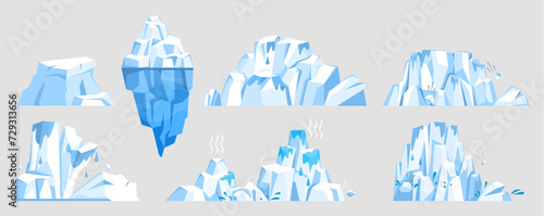 Glaciers vector illustration. Frozen floes, like drifting dreams, navigate polar seas with quiet determination Glaciers, like frozen architects, shape contours Earth The Antarctic wilderness